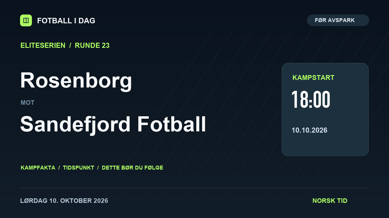 Rosenborg – Sandefjord Fotball – kampvideo